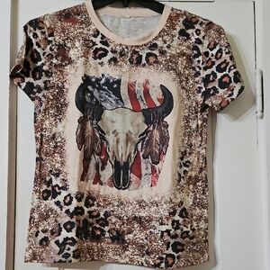 Leopard Print Skull Graphic T-Shirt